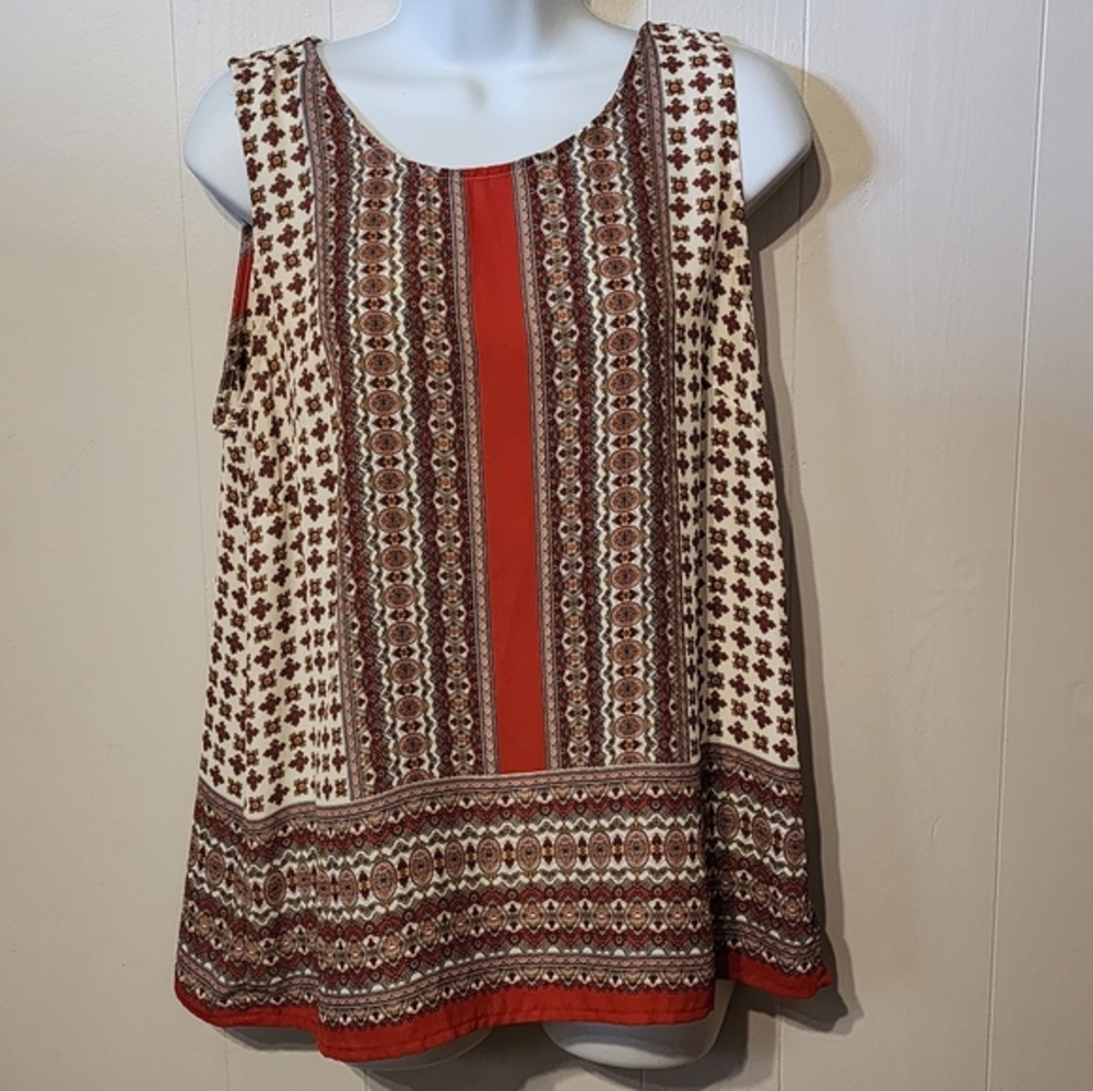 Cynthia Rowley Sleeveless Blouse Multicolor Button Back Medium A345